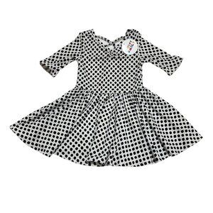 Dot Dot Smile NWT Girl's Size 2T‎ White Black Polka Dot Ballerina Twirl Dress